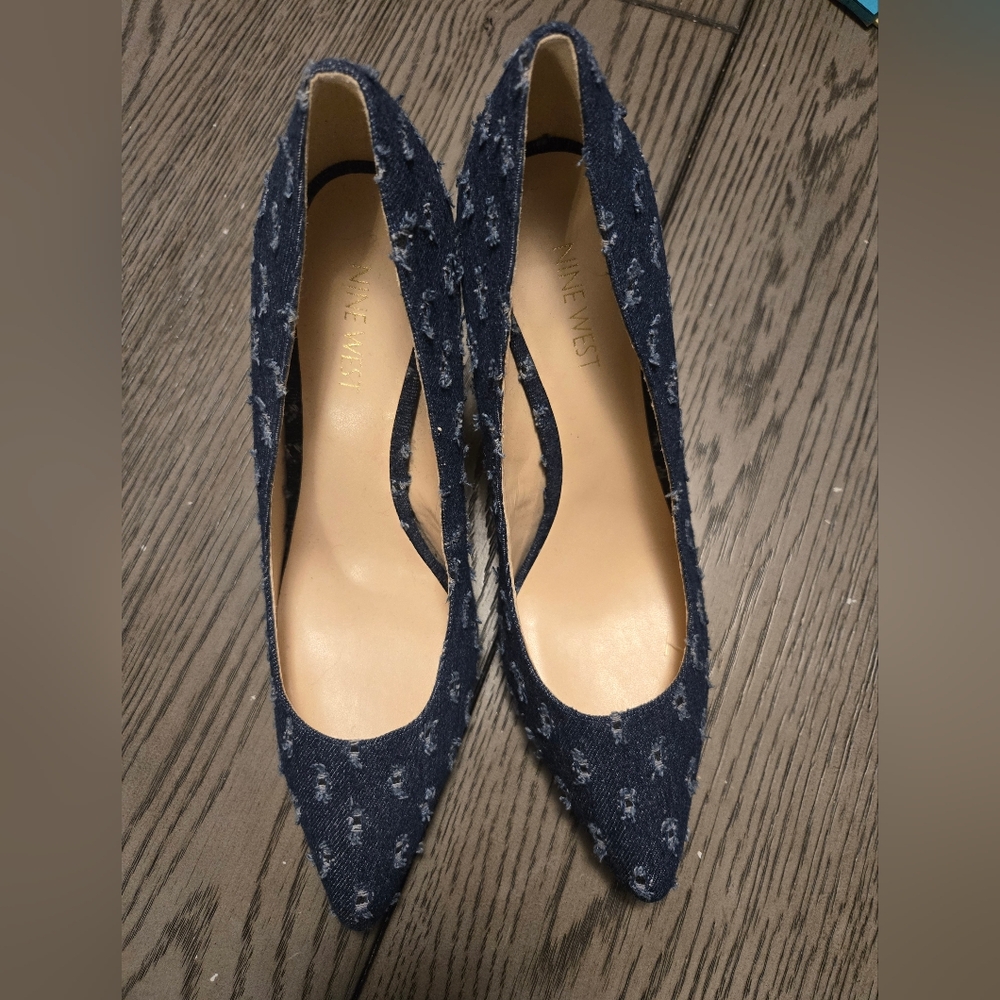 Nine West Denim Distressed Heels